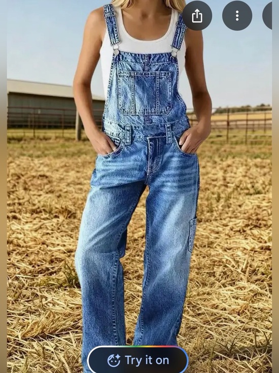 Denim - Flamingals Straight Leg Cargo Pocket Oversized Overalls Medium NWOT